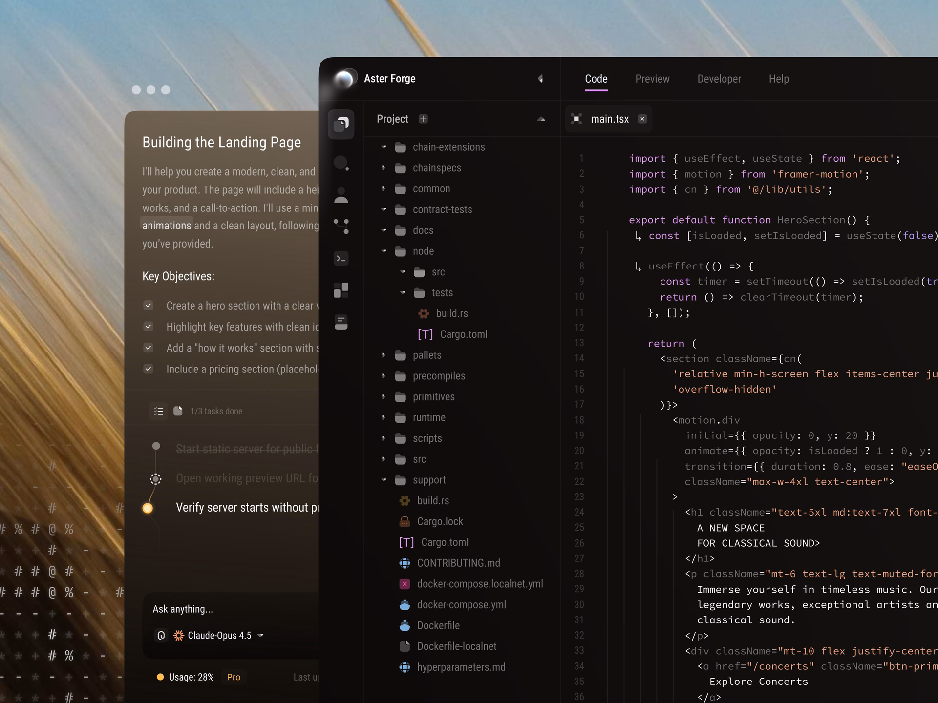 AI-Powered Coding Platform IDE Interface — DRIBBBLE UI design by Sam Halpert (Slide 1)
