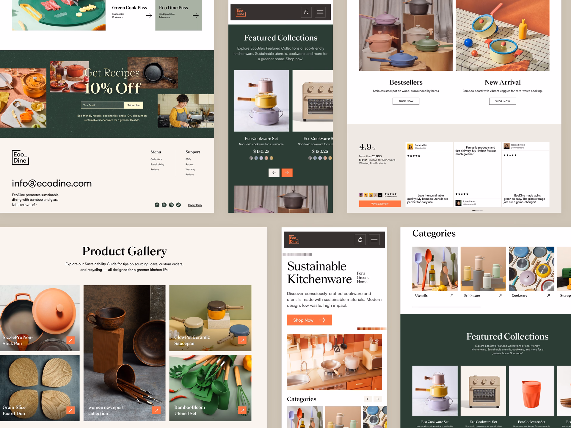 Sustainable Kitchenware E-commerce Website Landing Page — DRIBBBLE UI design by Nasir Uddin (Slide 1)