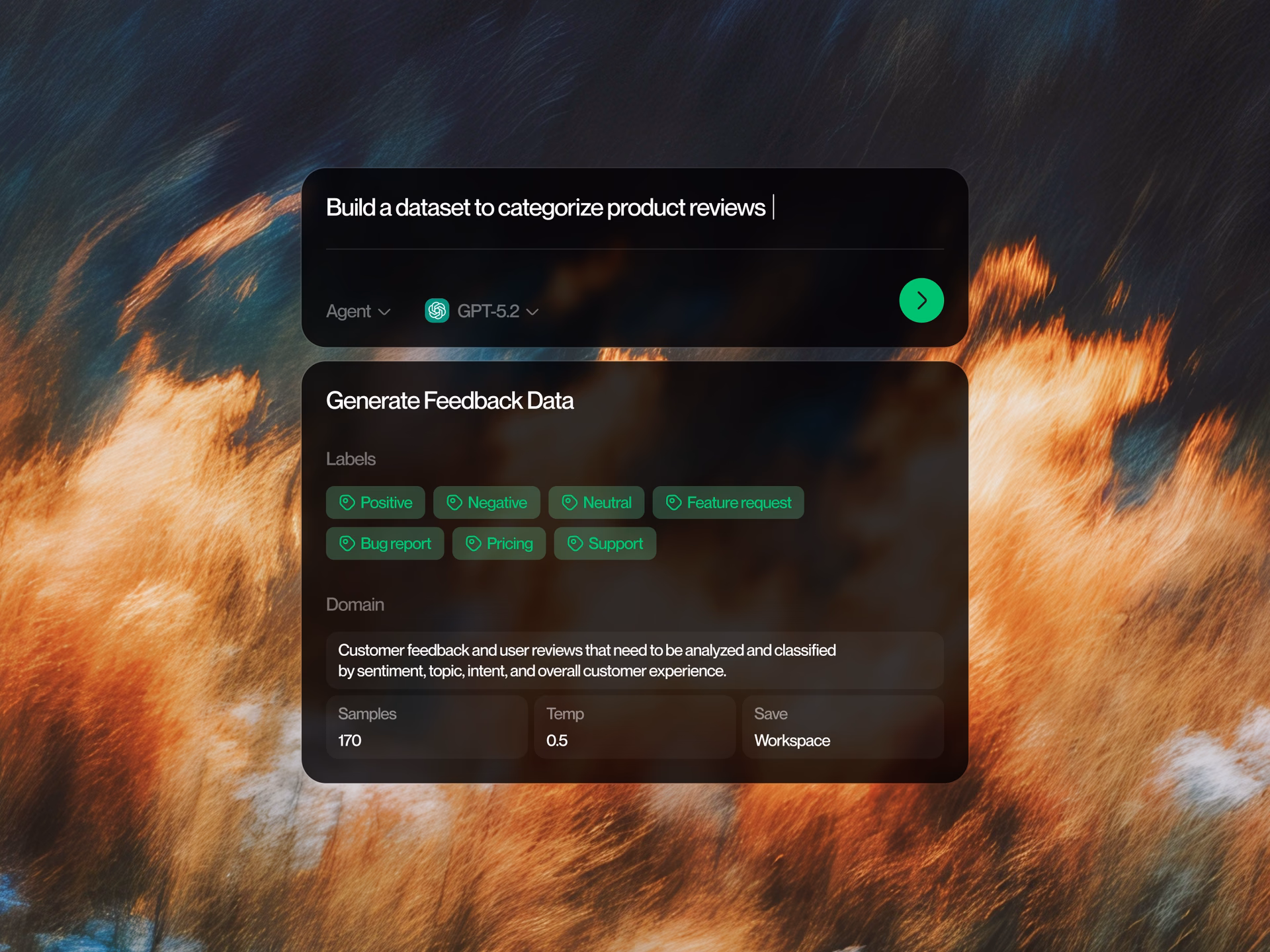 AI Dataset Generation Prompt Component — DRIBBBLE UI design by Ronald Olsen (Slide 1)