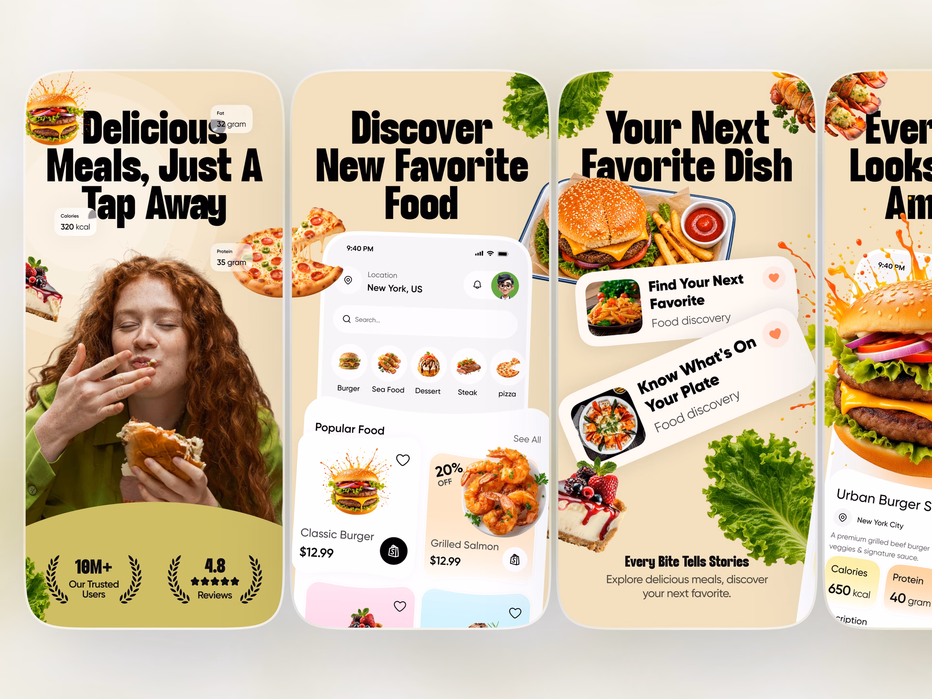Food Delivery App Store Screenshots Presentation — DRIBBBLE UI design by uiximran (Slide 1)