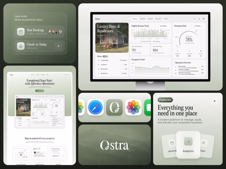 Ostra Luxury Hospitality Management Dashboard UI — UI design by Afterglow