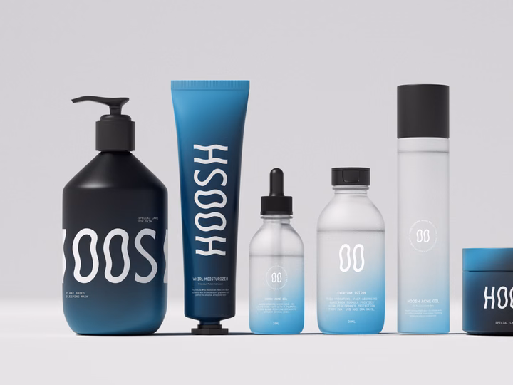 Hoosh Skincare Brand Identity and Packaging Design — UI design by Orix Creative
