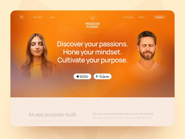 Mental Wellbeing App Landing Page — UI design by Nixtio
