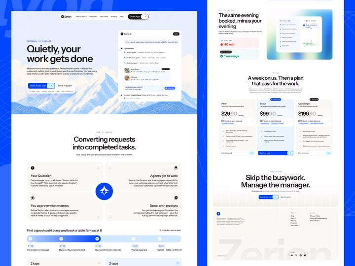 Zerion AI SaaS Landing Page and Pricing UI — UI design by HR Rumen