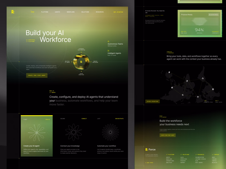 Force - AI Workforce Operating System Landing Page — UI design by Permadi Satria Dewanto