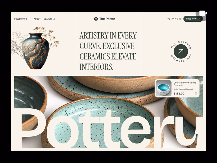 The Potter - E-commerce Ceramic Studio Website — UI design by Sans Design