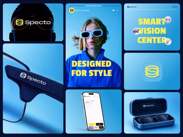 Specto Smart Eyewear Brand Identity & E-Commerce UI — UI design by Kites Design