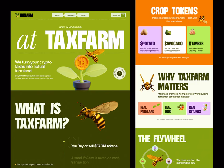 Neo-Brutalist Web3 Crypto Farming Landing Page UI — UI design by Musemind Branding & Web Design