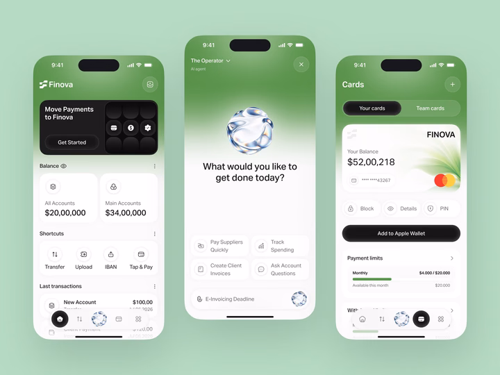 AI-Powered Neobank Mobile App & Dashboard UI — UI design by Farhan — Design Engineer