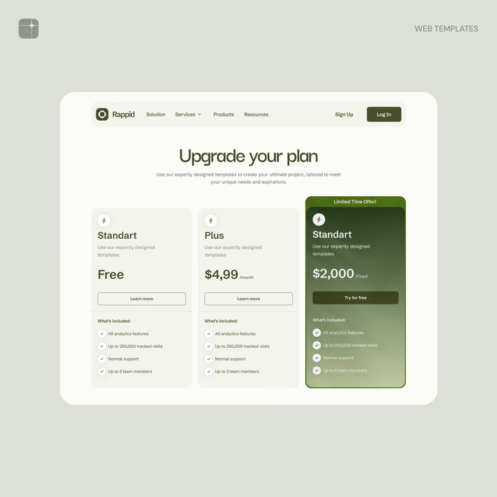 Clean Minimalist SaaS Pricing Page UI — UI design by Vlad Tyzun
