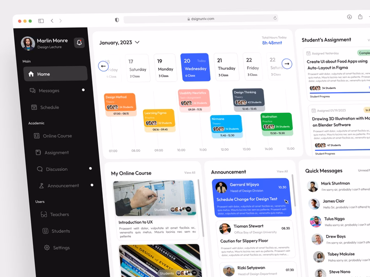 SaaS LMS Teacher Dashboard Interface — UI design by Emir ☣︎