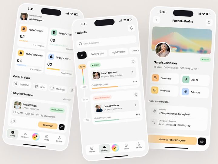 AI Healthcare & Caregiver Mobile App UI Design — UI design by Farhan — Design Engineer