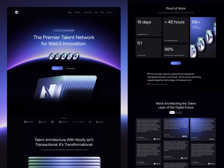 Futuristic Web3 Hiring Platform Landing Page UI — UI design by Robin Holesinsky