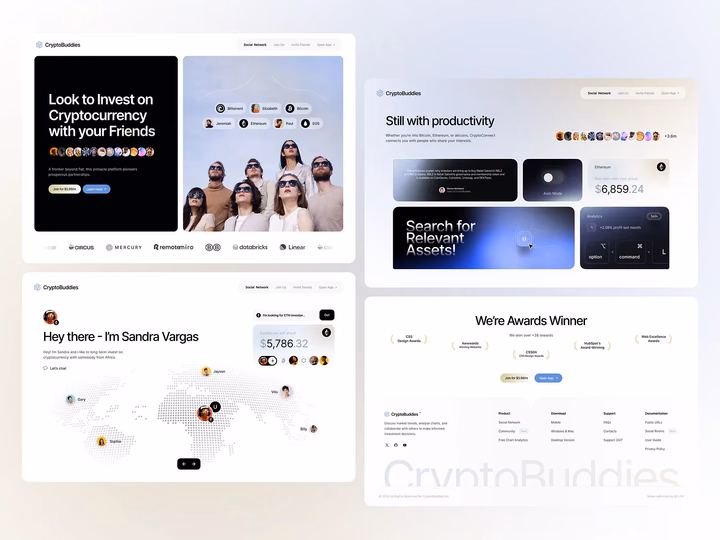 Crypto Social Platform Landing Page UI — UI design by Bogdan Falin