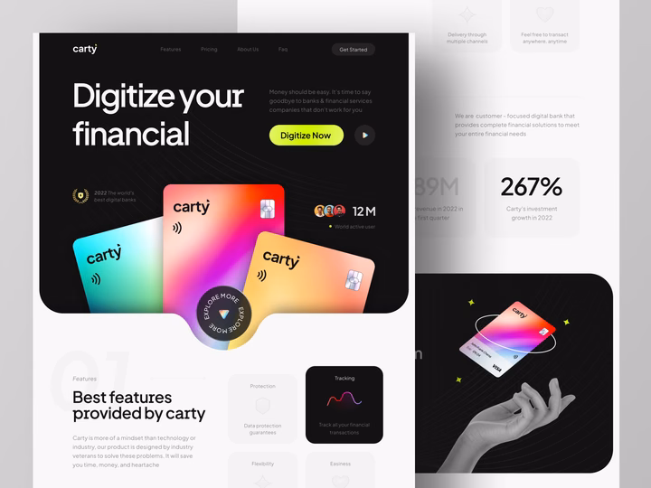 Carty - Digital Banking Landing Page — UI design by Adhiari Subekti