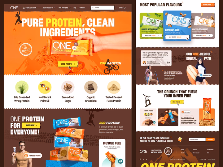 High-Energy Protein Bar E-commerce Landing Page — UI design by Farzan Faruk