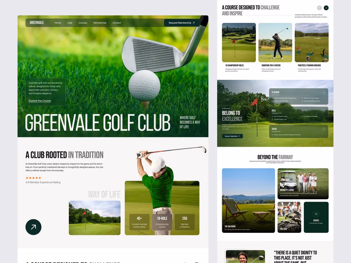 Greenvale Golf Club Website Design — UI design by Oripio Web