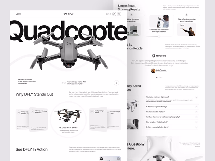 Minimalist Drone Product Landing Page UI — UI design by Wolfpixel Agency
