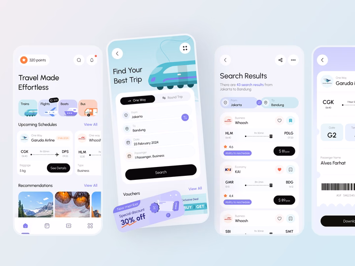 Playful Travel Booking Mobile App UI Exploration — UI design by Paperpillar