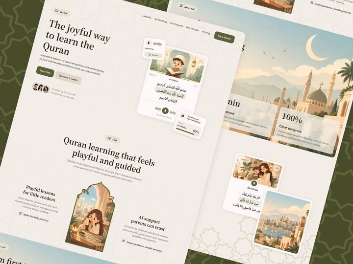 FaithTech EdTech Quran Learning Landing Page UI — UI design by Emote Agency