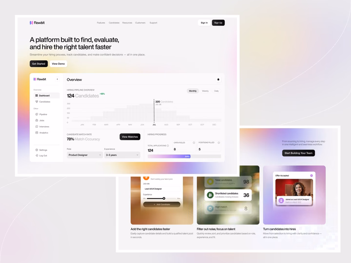 Talent Acquisition SaaS Dashboard & Landing Page — UI design by Ronald Olsen
