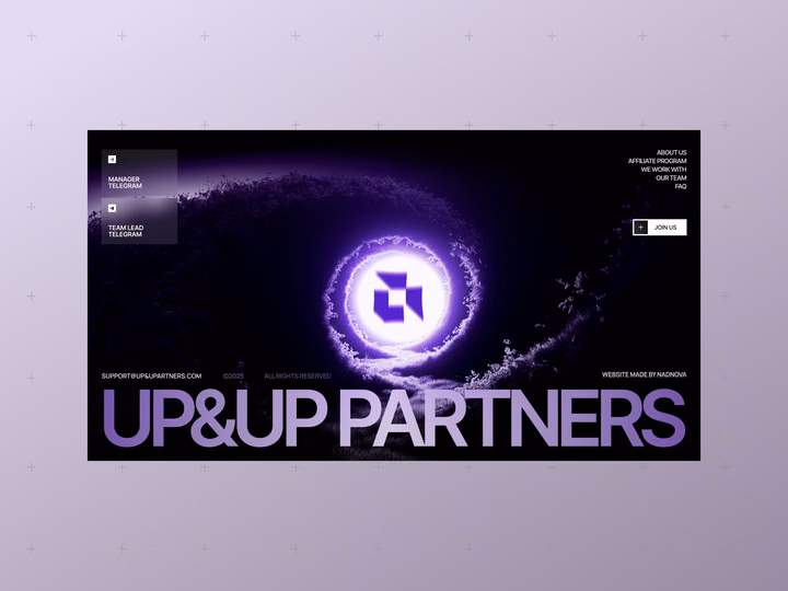 Futuristic Agency Footer UI with Glowing Portal and Bold Text — UI design by Nadnova