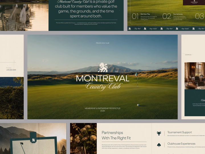 Montreval Luxury Golf Club Presentation Deck Design — UI design by LAIN Branding