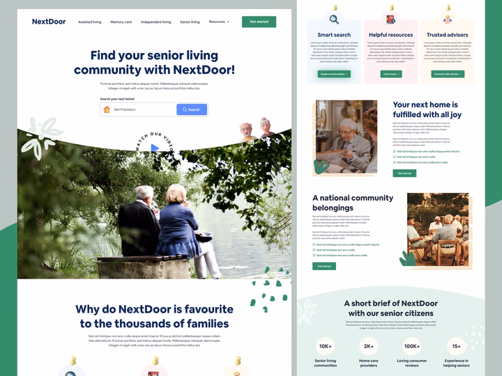 Senior Living Community Non-Profit Website UI — UI design by Rezwan