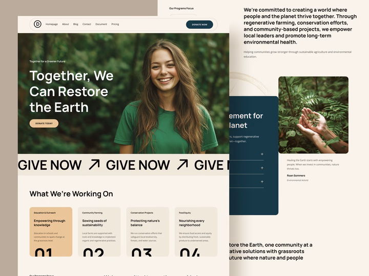 Eco-Friendly Non-Profit Website UI — UI design by Zaib Ali