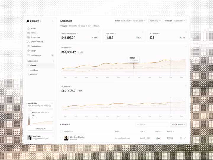 Minimalist SaaS Revenue Analytics Dashboard UI — UI design by Jordan Hughes®