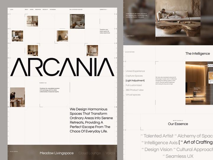 Minimalist AI Interior Design Landing Page UI — UI design by Adam Himawan
