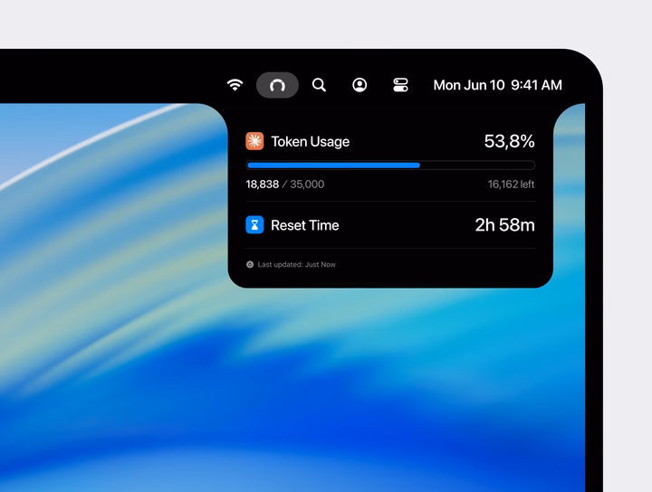 Claude AI Token Usage Tracker Widget UI — UI design by Filip Legierski