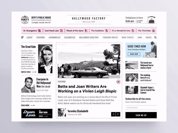 Retro News Publisher Desktop Web App UI — UI design by Vishnu Prasad V P