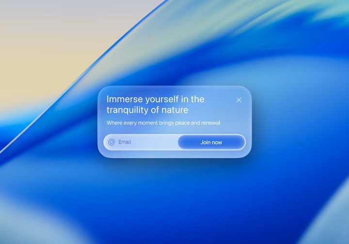 Glassmorphism Signup Modal on Fluid Gradient Background — UI design by Tanmay M
