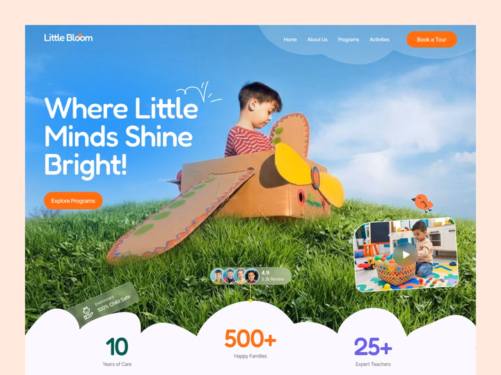 Playful Preschool & Childcare Website Hero UI Design UI design inspiration