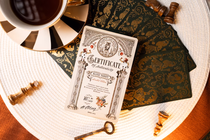 Alice Tarot Luxury Certificate of Authenticity & Card Deck design by Dusan Sol