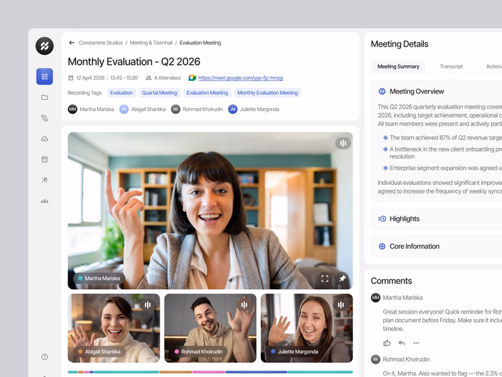 Orvian AI Meeting Platform Dashboard UI design inspiration