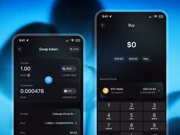 Crypto Web3 Token Swap & Buy App Screens design by Keitoto