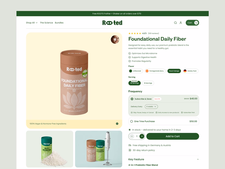 Shopify E-commerce Wellness Product Page design by Aminur Rahman
