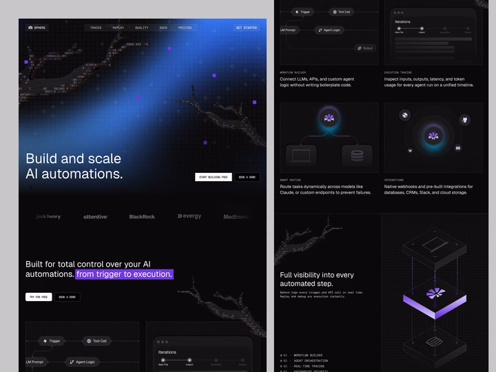 Sphere AI Workflow Automation Landing Page UI design inspiration