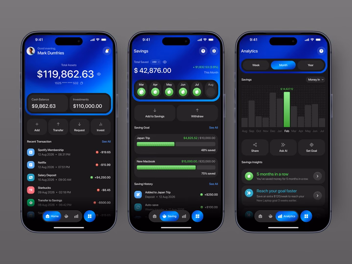 Tally Finance & Investment Mobile App Dashboard UI design inspiration