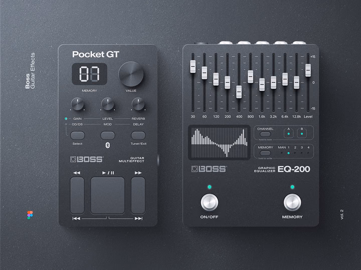 Boss Guitar Effects Interface Concept — UI design by Mik Skuza