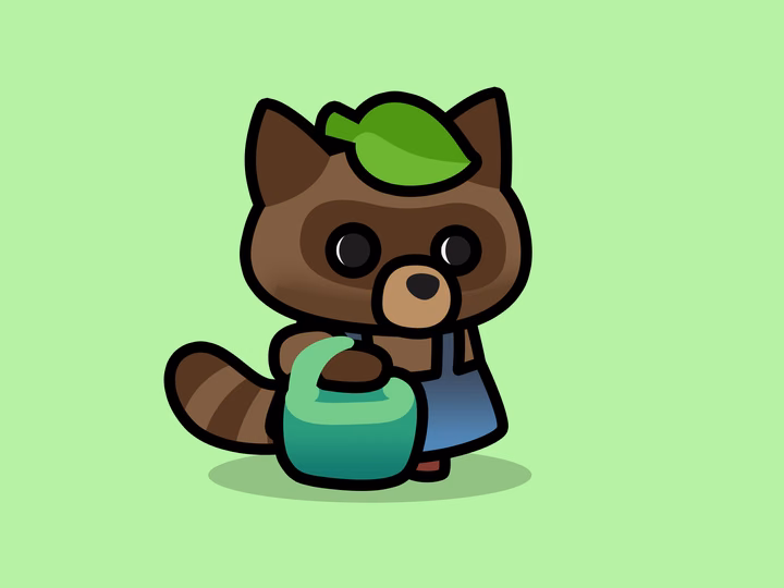 Cute Adventurer Raccoon 2D Game Asset design by LAYERLAB