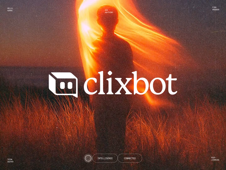 Clixbot AI Landing Page Hero Section UI design inspiration