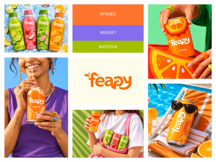 Feapy Drinks Brand Identity and Packaging Design UI design inspiration