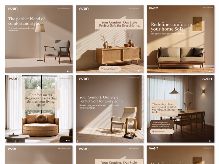 Aven Furniture Social Media Design UI design inspiration