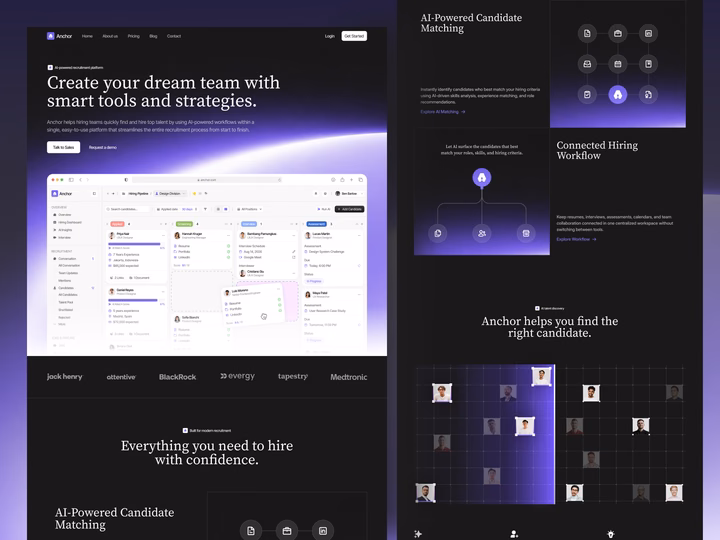 Anchor AI Recruitment Landing Page design by Vektora Web