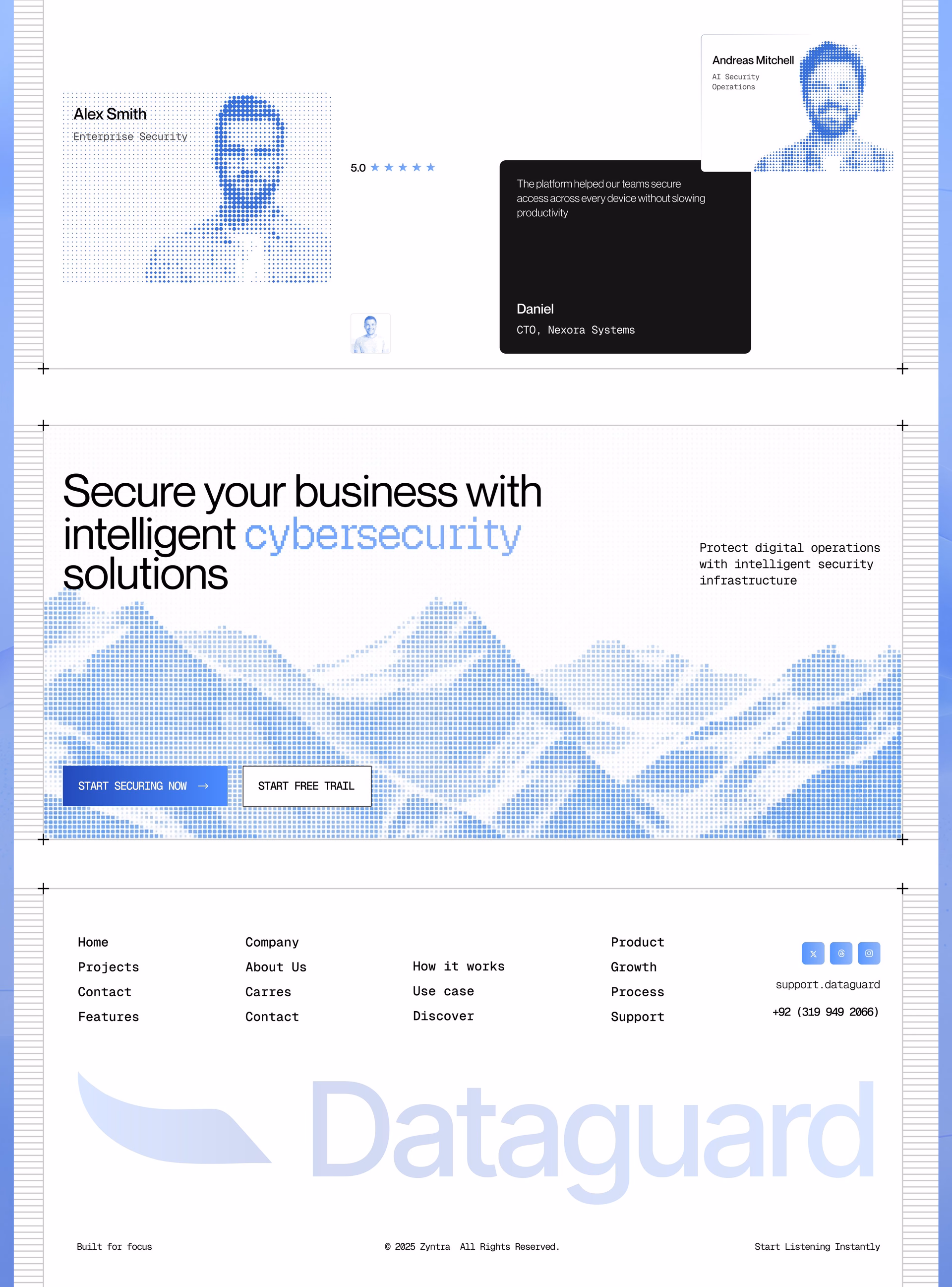 Dataguard AI Cybersecurity Landing Page — X UI design by Abdul Saboor (Slide 4)