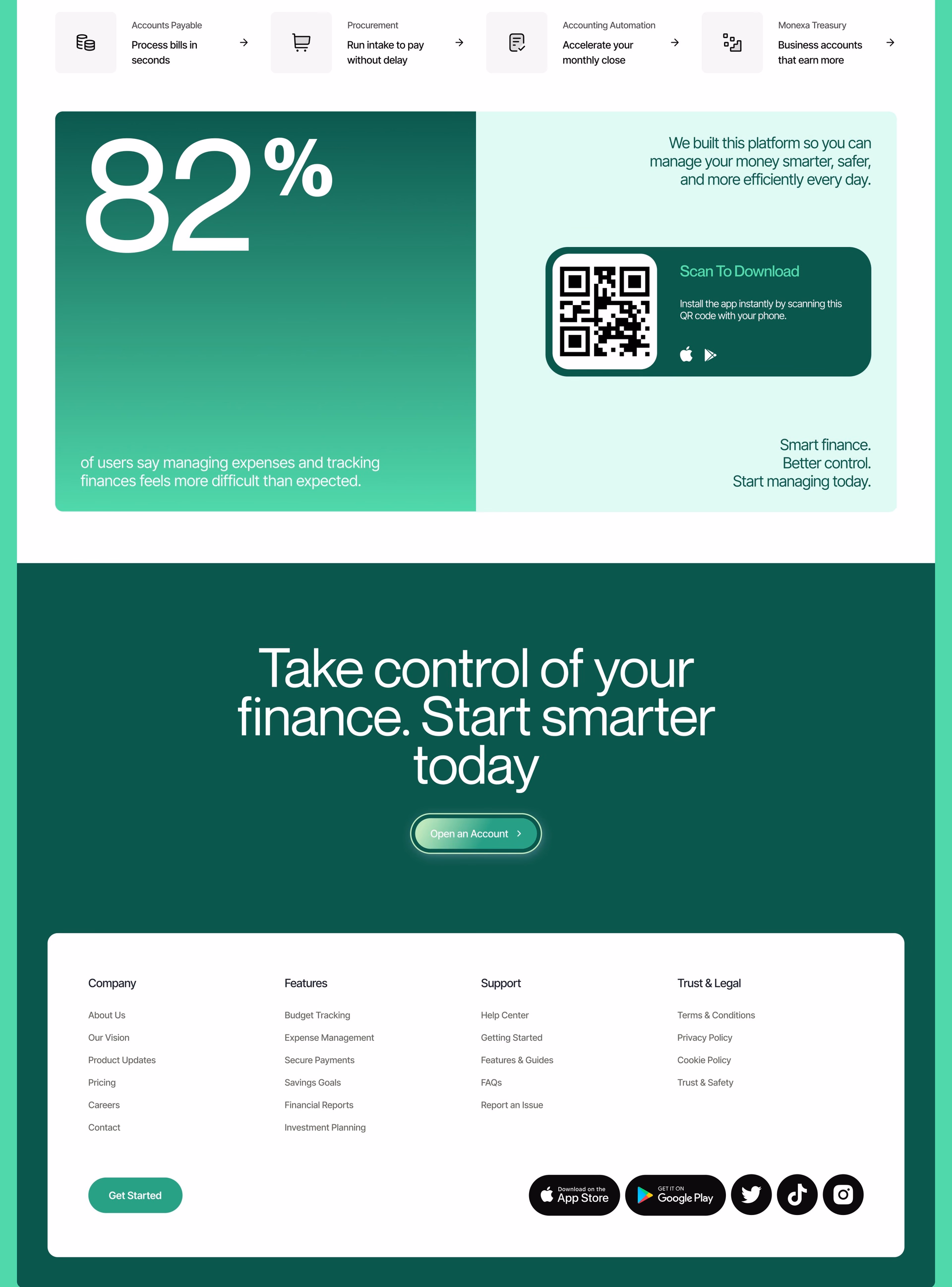 Finku FinTech Landing Page — X UI design by Abdul Saboor (Slide 4)