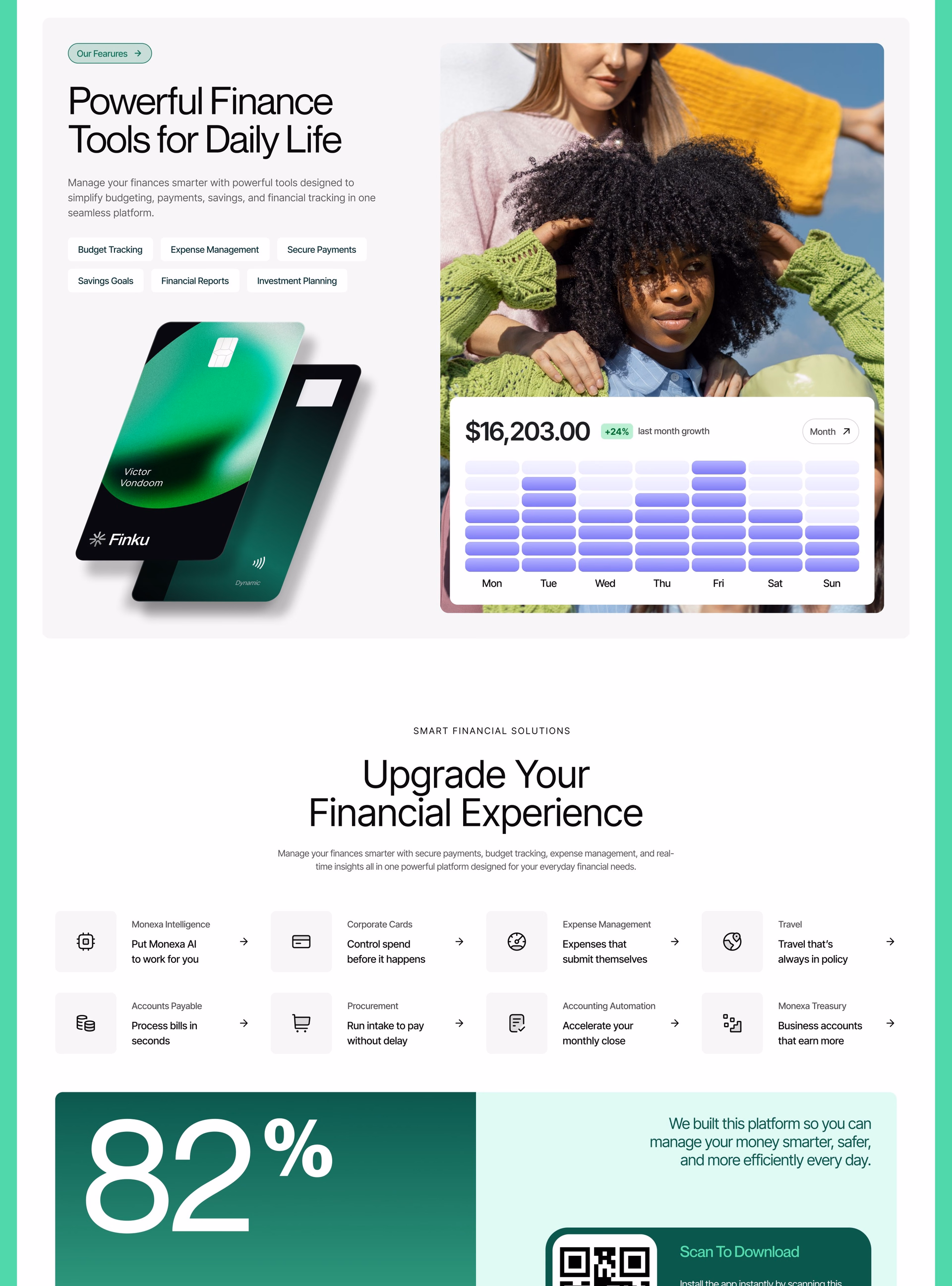 Finku FinTech Landing Page — X UI design by Abdul Saboor (Slide 3)